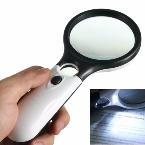 3 Led Light 45x Handheld Magnifier Reading Magnifying Glass Lens Jewelry Loupe