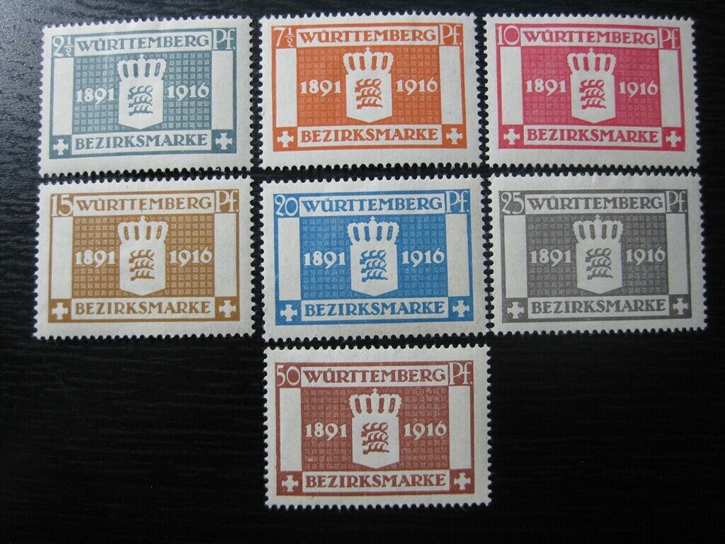 Wurttemberg German States Mi. #123-129 Scarce Mint Stamp Set! Cv $26.50