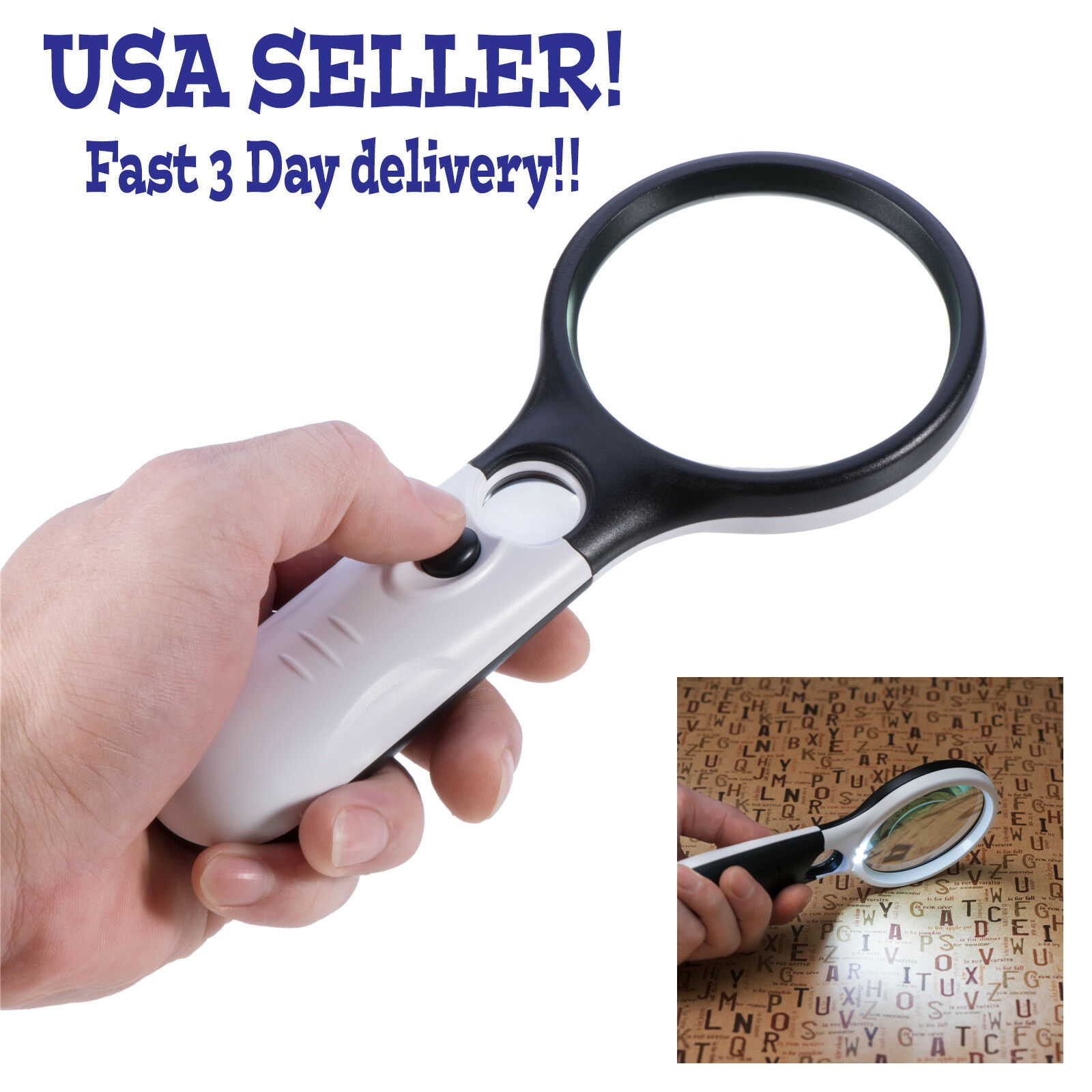 3 Led Light 45x Handheld Magnifier Reading Magnifying Glass Lens Jewelry Loupe