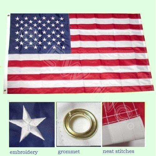 3'x5' Ft American Flag Usa Us U.s. Embroidered Stars Sewn Stripes Brass Gromm