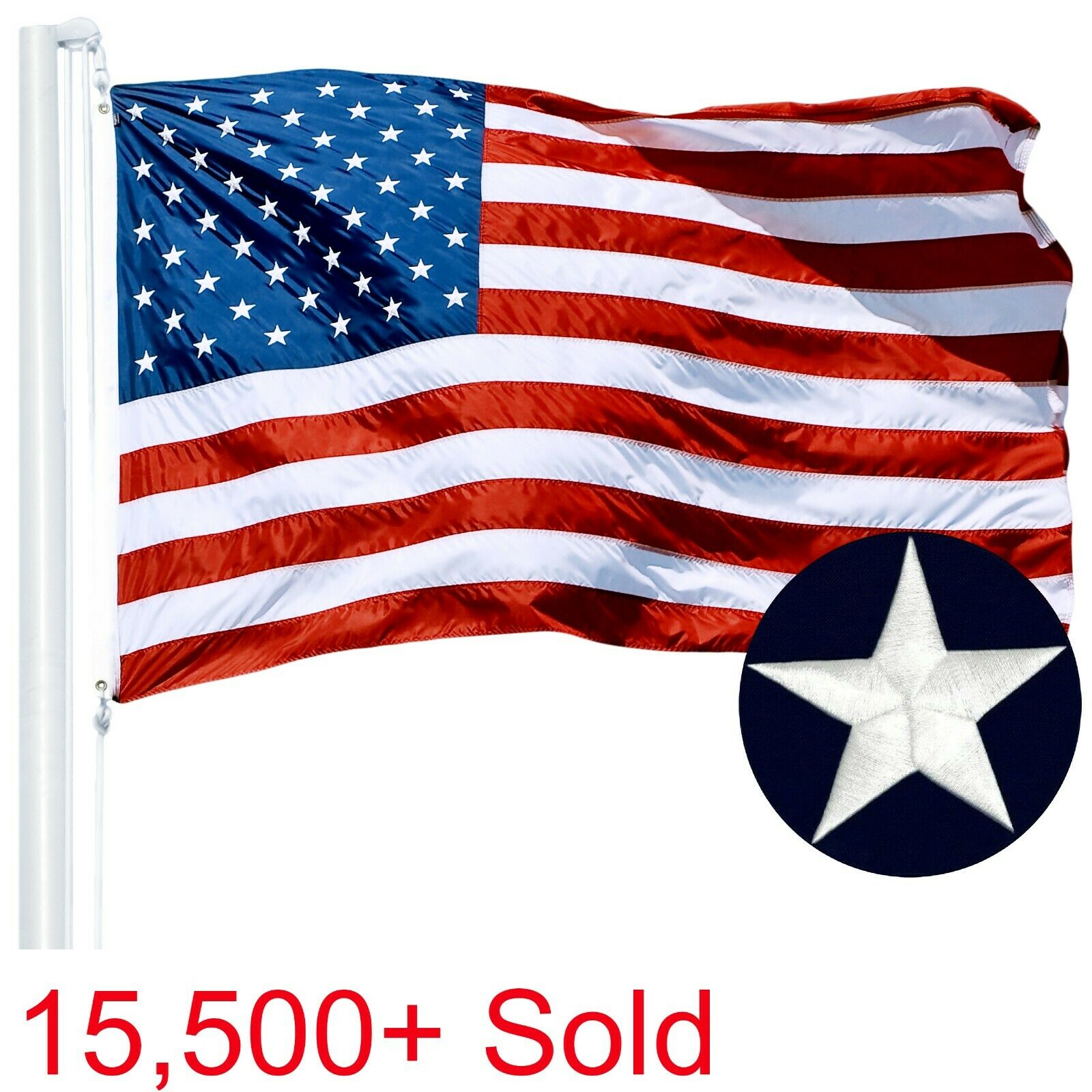G128 – American Flag Us Usa | 3'x5' Ft | Embroidered Stars, Sewn Stripes