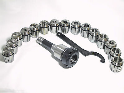 Er40 Collet Chuck R8 Shank With 15 Pc Collets Set