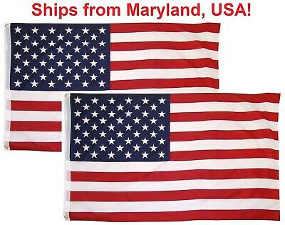 3x5 Ft American Flag W/ Grommets - United States Flags - Us America - 2 Pack Usa