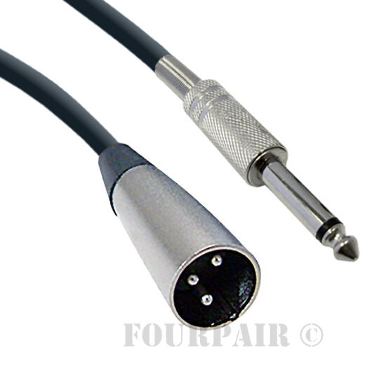 6ft Xlr 3-pin Male To 1/4" Mono Plug Shielded Microphone Mic Audio Cable Cord