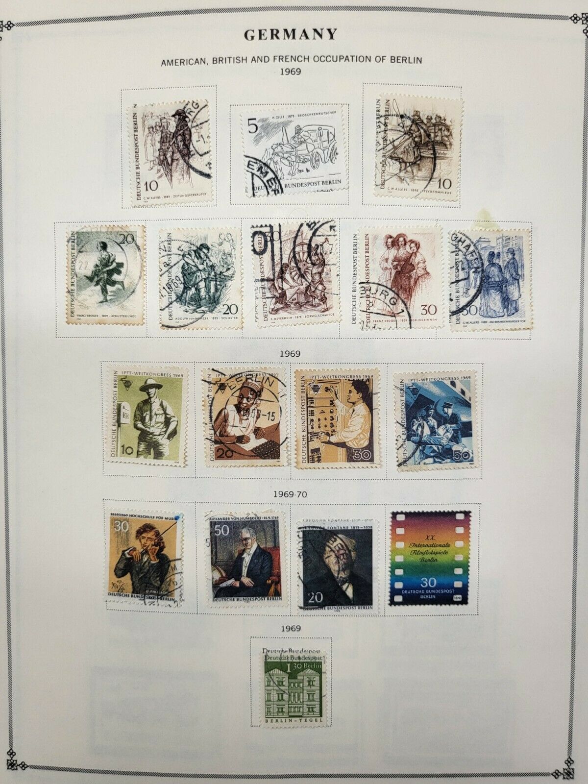 50c Sale - Germany Collection Berlin 1969 Page Lot Used - All Shown