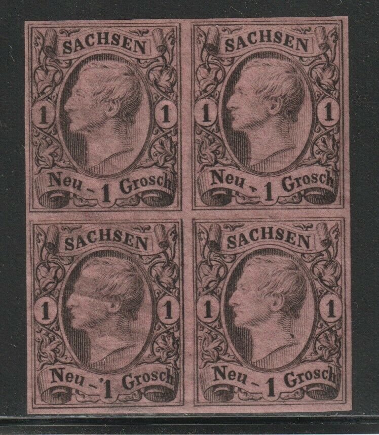 Saxony 1855-1860 1ng Sc #10 / Mi #9 Mh Og Block Of 4